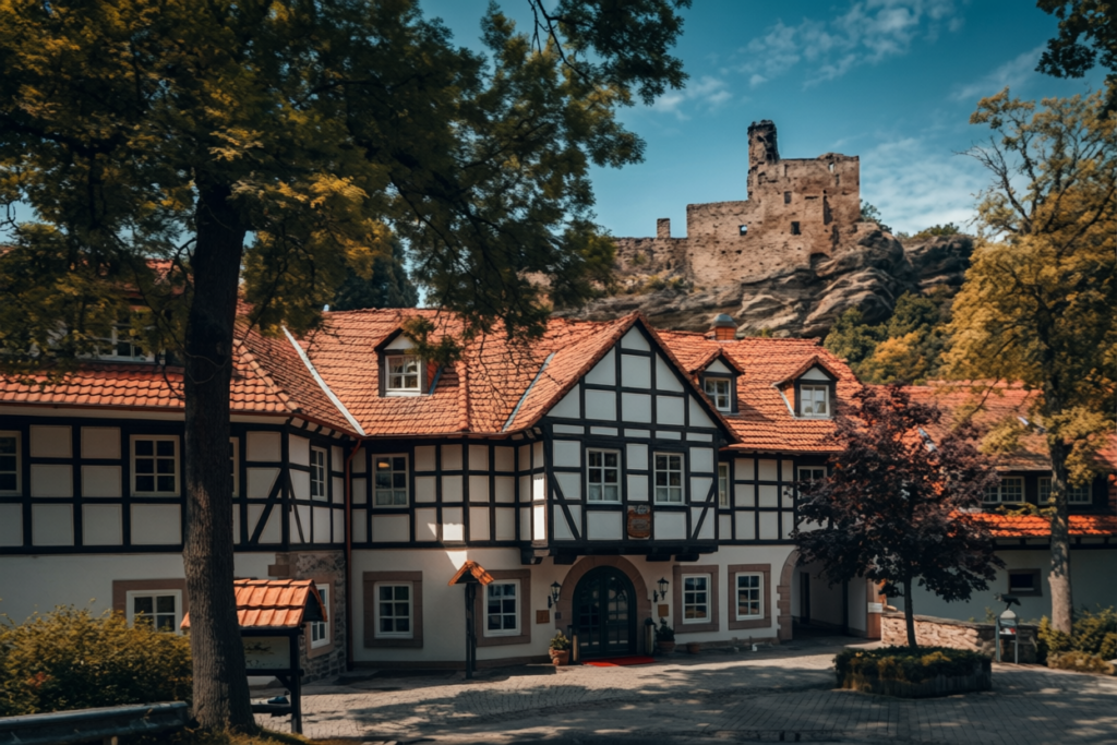 Luxury countryside castle hotel near Hardenberg Castle ruins