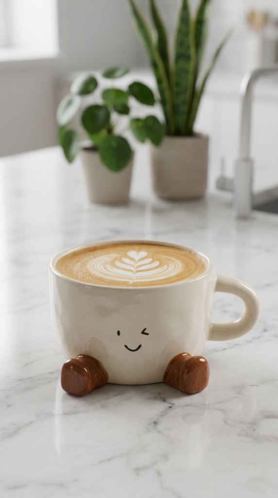 Modern winking mug for cozy apartment aesthetic